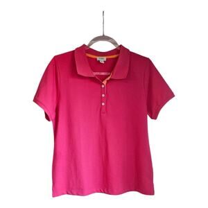 J Crew | Womens Medium Hot Pink Polo Shirt Preppy 1/4 Button Short Sleeve